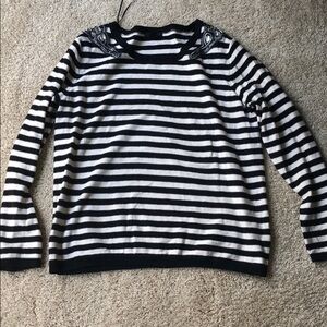 Jewel embellished crew striped sweater H&M sz L